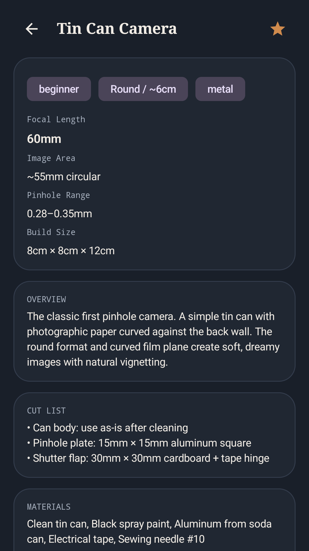Tin Can Camera plan detail